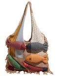 Knitted Beach Shoulder Bag for Women 3D Fish Bohemian Tote Versatile Purse Soft Hobo Handbag for Summer Vacation 2026 - color: A Khaki