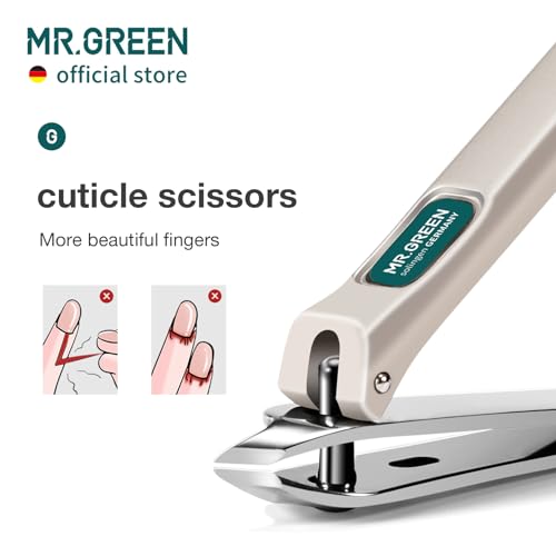 MR.GREEN Slanted Edge Nail Cutting Clippers Cuticle Nippers Tool Stainless Steel Dead Skin Oblique Tip Trimmer Manicure Scissors (Mr-1110+Glass File) - color: Mr-1110 + Glass File