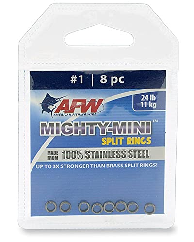 American Fishing Wire Mighty Mini Stainless Steel Split Rings, 3 Times Stronger Than Brass, Superior Holding Power for Fisherman and Outdoorsman - 100pcs in Bright Stainless Steel and Gunmetal Black - size: 4 pc, #7, 198 lb test, style: Gunmetal Black