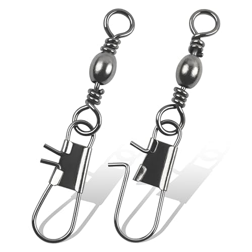 Barrel Snap Swivels Fishing Tackles, 100pcs Fishing Swivels Safty Snaps Accessories, Stainless Steel Fishing Leader Line Lure Connector for Saltwater Freshwater - color: Black, size: 50pcs-#4 (50LB)