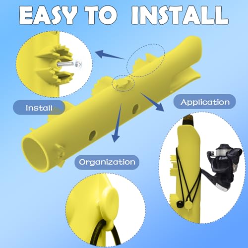 Aventik Tube Fishing Rod Holder Bracket Wall Mounted Boat Side Mount Tool Holder Tube Links with Screws 1/2/3/4/6 Pole Tube Fishing Rod Holders - color: 4-Pole Yellow