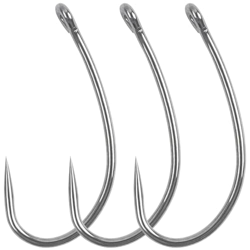 Barbless Fishing Hooks 200pcs High Carbon Steel Circle Curve Shank Trout Carp Fishing No Barb Small Fly Tying Hooks - size: 2#-200pcs