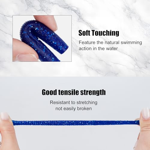 Soft Plastic Worms Lures with Salted Hook Slot 2.6in FS/RE-11 - size: 60pcs