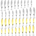 HESTYA Fishing Lures Spoons Saltwater Treble Trout Lures Hard Metal Spinner Baits 5 Sizes Casting Spoon Hooks for Salmon Bass in 1/5 1/4 3/8 1/2 3/4 oz - color: Silver, Gold