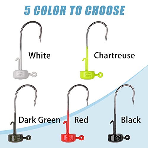 Ned Rig Jig Hooks Kit, 25Pcs Shroom Head Jigs for Soft Plastic Lures Finesse Fishing Jigs with Bait Keeper Crappie Jig Saltwater 1/10oz 1/8oz 1/6oz