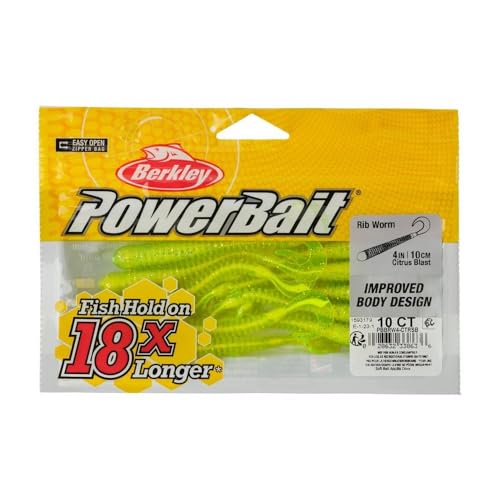 Berkley Berkley PowerBait Rib Worm - color: Citrus Blast