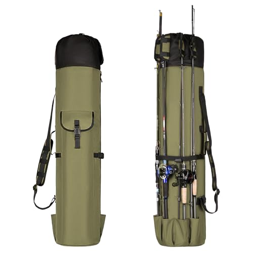 Fishing Rod Bag Fishing Rod Case, Durable Folding 900D Oxford Fabric Portable Large Capacity Waterproof, Fishing Gifts for Men Boys - color: Green