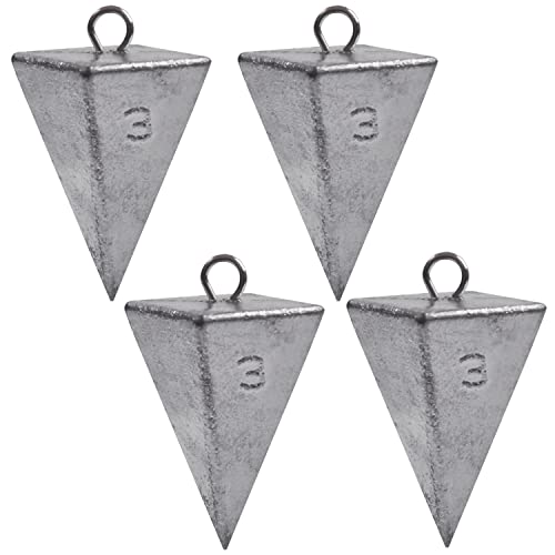 Pyramid Sinkers Fishing Weights Saltwater Pyramid Weights for Surf Fishing Gear Tackle 1oz 2oz 3oz 4oz 5oz 6oz 8oz - style: 3 Ounce, 4 Pack