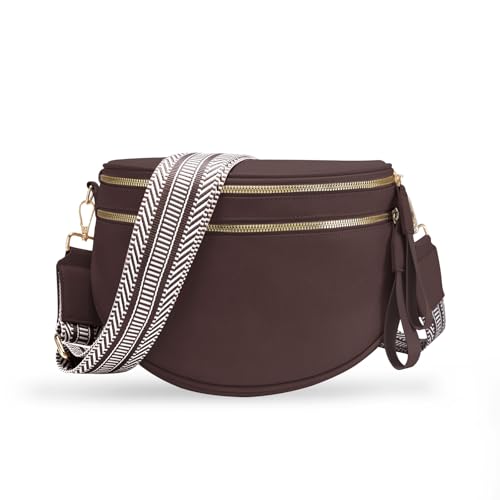 oscaurt Leather Crossbody Bag Bum Bag for Women Large Sling Bag Cross Body Purse Shoulder Handbag Fanny Pack - color: Coffee, size: Large