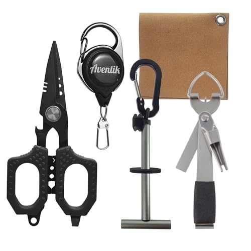 Eupheng Fly Fishing Tools Kit, 4.7" Pro Fishing Scissors, Fly Fishing Tying Knot Tool, Fly Fishing Tippet Spool Holder, Zinger Retractor and Dry Fly Patch - color: Utility Set