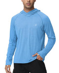 Roadbox Mens UPF 50+ Fishing Shirts, Long Sleeve UV Sun Hoodie, Hiking Running Swim Athletic Workout Shirt - color: A01-light Gray Blue, size: XX-Large