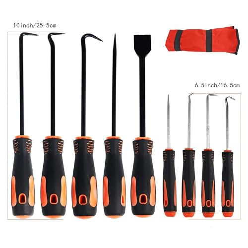 9Pcs Precision Hook and Pick Set with Scraper. Car Auto Oil Seal/O-Ring Seal Gasket Mini Precision Hooks Puller Remover,Excellent Home and Car Repair Remover Tools - size: 9set