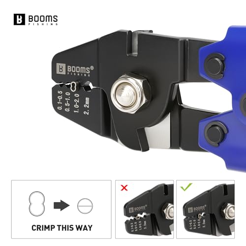 Booms Fishing Crimping Tool Kit: 10.6in Fishing Crimping Pliers with 140pcs Double Barrel Sleeves - Up to 2.2mm Crimper, XW40 - style: Crimper with 140pcs Sleeves