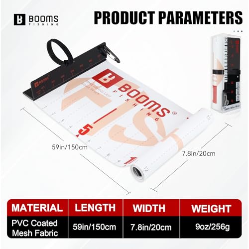 Booms Fishing 59" Fish Ruler: Foldable Fishing Ruler - Waterproof Fish Measuring Tape with Bump Board - Saltwater Fishing Measuring Tool for Angler, RL4 Red - color: Red with white