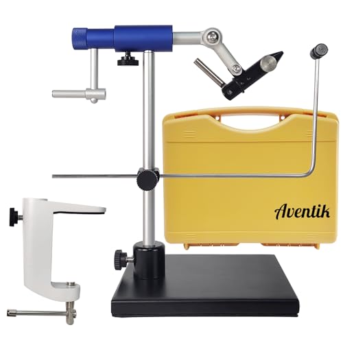Aventik TrueGrip Fly Tying Vise with 360° Rotary Function – Smooth Ball Bearing System, Adjustable Tension, Durable Hook Jaws (Fits 26 to 4/0) - color: Blue, size: Vise with Clamp & Base
