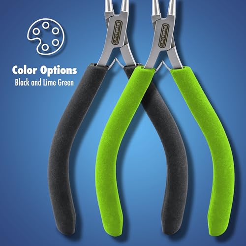 Beadalon Designer Series Slim Pliers Kit, Lime Green Vinyl-Free Grips, Stainless Steel, Chain Nose, Bent Chain Nose, Round Nose, Semi-Flush Cutter, 5.75 in, 4 pc w/Zip Pouch - color: Lime Green, style: Pliers Kit