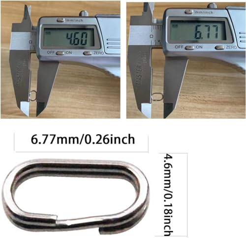 100Pcs Fishing Split Rings Stainless Steel Fishing Oval Split Rings Swivel Snap Carp Fishing Tackle Chain Connector Heavy Duty Split Rings Size Wire Diameter Terminal Tackle and Accessories 0.7mm
