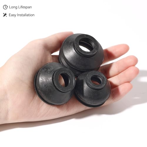 6PCs Universal Ball Joint Head Dust Protection Tie Rod Boot Cover Automotive Replacement Tie Rod End Boots Rubber Track Turn Lower Upper Repair Kit Car Suspension Steering Parts Accessories 3x2 Sizes