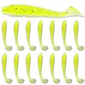 Soft Plastic Paddle Tail Swimbaits Pack of 15 – 3" Soft Plastic Fishing Lures with Extra-Large Tail for Lifelike Swimming Action – Freshwater & Saltwater - color: Yellow-white