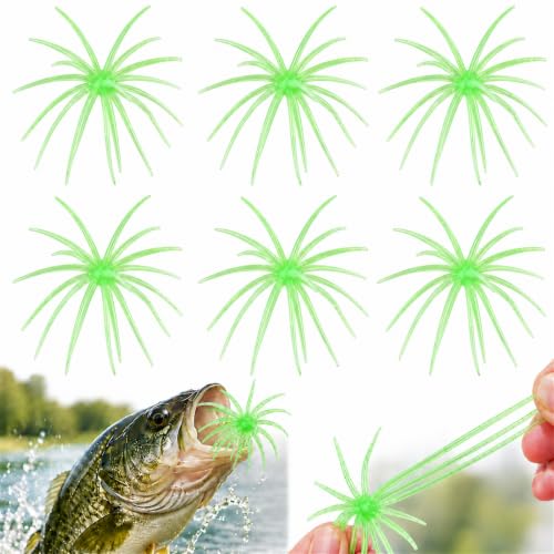 6Pcs Sea Urchin Bait, Realistic Fuzzy Dice Fishing Lure for Bass & Perch, Floating TPR Swimbait with Reflective Stars, 6 Colors Artificial Worm Bait for Saltwater & Freshwater - color: D, size: 3.54"