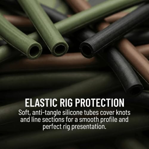 6PCS Carp Fishing Silicone Rig Tubes - 3.3ft Length Anti-Tangles Sleeve for Hair Rigs, Soft Terminal Tackle with 3 Colors for Carp and Coarse Fishing