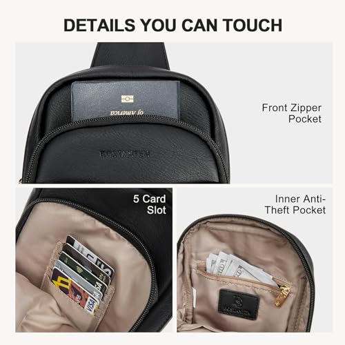 BOSTANTEN Sling Bag Quilted Crossbody Bags for Women Cross Body Purse Leather Fanny Pack with Adjustable Guitar Strap - color: A-black