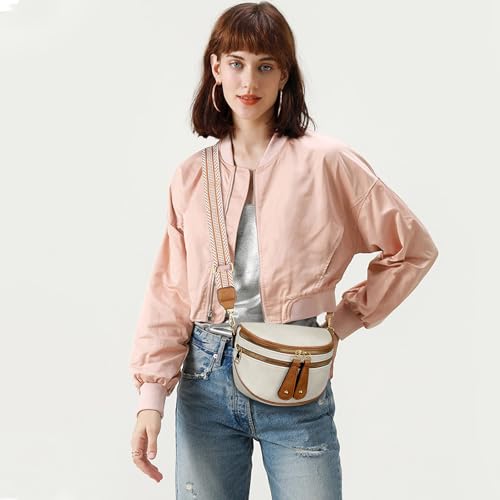 KKXIU Crossbody Sling Bag for Women Trendy Fanny Pack Vegan Leather Chest Bag | Trendy - color: Beige