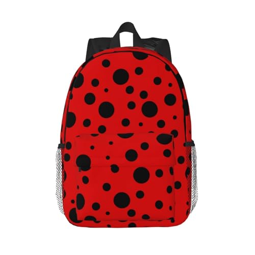 Ladybug Black And Red Polka Dot Backpack For Teenage Girls And Boys Cute Kids Backpacks Children School Bag - color: Ladybug Black and Red Polka Dot