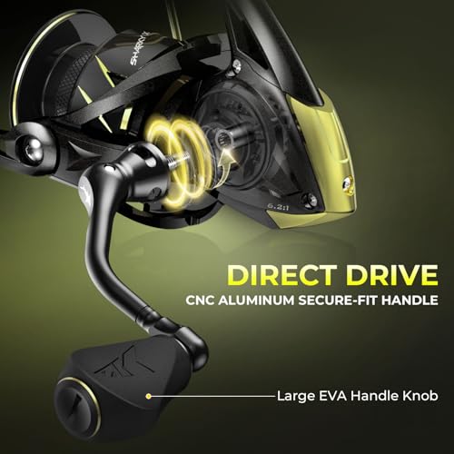 KastKing Sharky Spinning Reel – 5.2:1 & 6.2:1 Gear Ratios, Carbon Fiber Drag 33–39.5LB, 10+1 Stainless Bearings, Lightweight Nylitech Body, Oversize Shaft, for Saltwater & Freshwater - color: 6.2:1-Sharky X, size: 3000