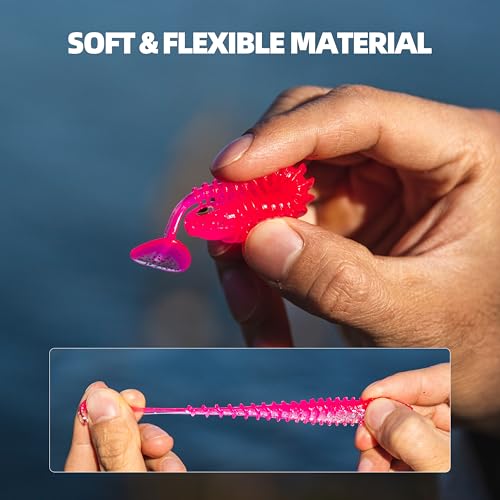 30pcs Soft Plastic Swimbaits with Paddle Tail, T-Tail Fishing Lures for Vertical Jigging and Casting, Freshwater Swimbaits for Bass, Trout, Walleye & Crappie - color: Dual Ribbed, 3''