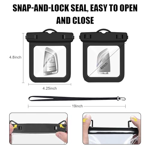 2 Pack Submersible Waterproof Wallet Dry Car Key Fob Case Bag,Swimming Surfing Water Sports Small Waterproof Pouch Holder for Door Ship Card Credit ID Card Driver Fishing License Cash Coins-Black - color: Black-2PCS