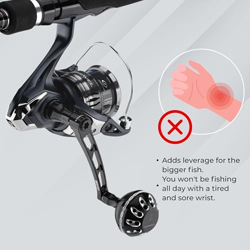 GOMEXUS Power Handle for Shimano Stradic FL FM Stella Vanford Vanquish Nasci Twinpower 1000-5000 Spinning Reel Replacement Crank - color: Black Silver-CNC Version