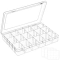 Mauproy 18 Grids Large Plastic Organizer Box with Adjustable Dividers, Clear Compartment Storage Container Tackle Box with Label Stickers for Beads, Crafts, Jewelries, Tools - style: Large 18 Grids