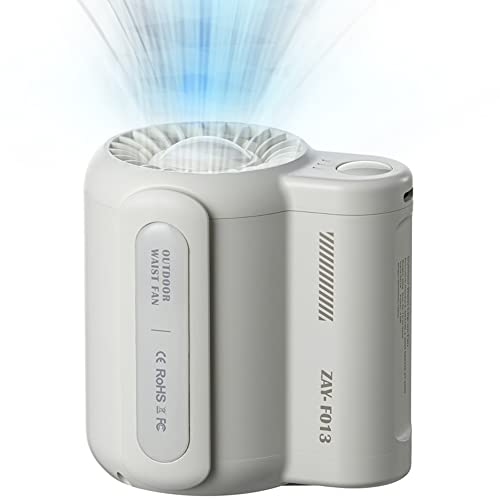 fuliying Mini Waist Fan,Portable Fan,3 Speeds Strong Airflow Wearable Personal Clip Fans,Rechargeable belt clip fans with USB port for Outdoor Works, Farm, Hiking, Camping - color: white