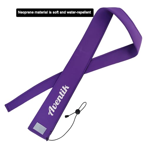 Aventik Lightproof Neoprene Rod Sleeve – Protective Fishing Rod Sock Cover with Hanging Loop & Adjustable Lanyard for Casting, Spinning & Trolling Rods - color: Purple, size: Length: 52''/1.32m
