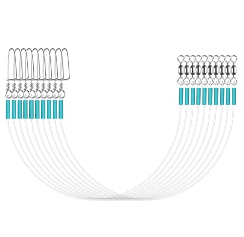 Fluorocarbon Fishing Leader Line with Swivels Snap Kits Connect Tackle Lures Rig or Hooks, High Strength Tooth Proof Fishing Leader Line for Saltwater Freshwater - color: Blue-20pcs, size: 12''-20lb