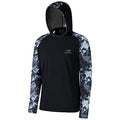 BASSDASH Men’s UPF 50 Performance Fishing Shirt Cooling Hoodie Camo Long Sleeve FS17M - color: Black / Splash Black, size: Large