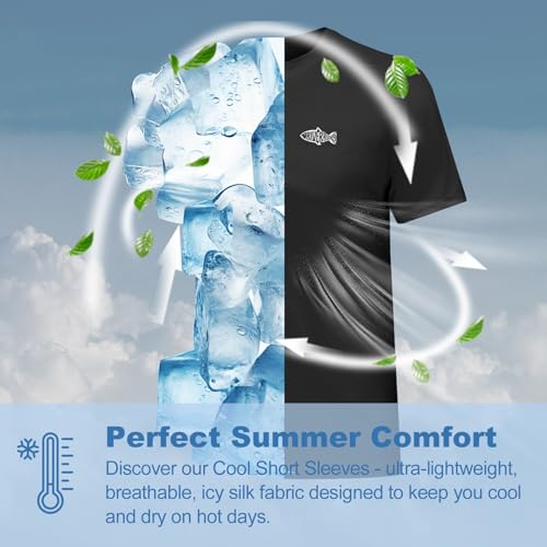 Riverruns Men's Fishing Shirt Short Sleeve UPF 50+ UV Sun Protection T-Shirt Rash Guard Swim Shirt #1024 - color: Black / Octopus, size: Small