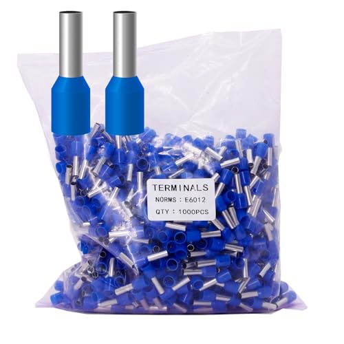 Fidioto 1000pcs AWG10 Terminal Connector Wire Insulated Cord Pin Ends Terminals for Electric, Industrial, Chemical Industry, Power Control System, etc. (10WAG-1000PCS-Blue) - color: Blue, size: 10AWG