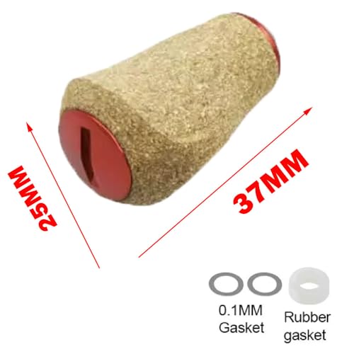 Reel Handle Knob Compatible with Abu Shimano Daiwa Soft Rubber Cork Wood Spinning Baitcasting - Black, Blue, Gray, Green, Purple, Red,Silver - color: Red
