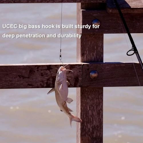 UCEC Fishing Hooks Offset Shank Worm Hooks Extra Wide Gap 2X Strong Carbon Steel Bait Jig for Bass Fishing Trout Catfish Saltwater Freshwater 1/0 2/0 3/0 4/0 5/0 30pcs/Box - size: 2/0 30pcs