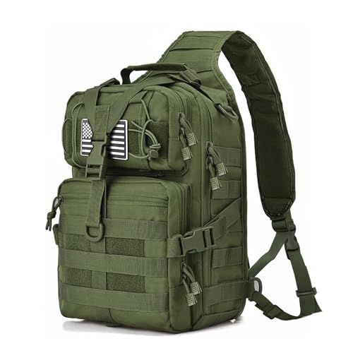 HAOMUK Tactical Sling Bag Pack Military Rover Shoulder Sling Backpack EDC Molle Assault Range Bag - color: Green