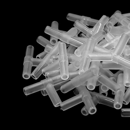 100PCS Aquarium Air Line Connectors, Plastic Valve Fittings, Inline T Joints for Fish Tank Pump Tubing - size: T Type
