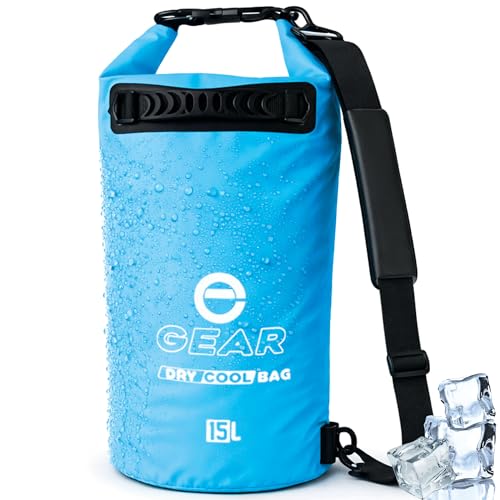 Enthusiast Gear Insulated Dry Bag Floating Cooler – 10L / 15L / 25L Roll Top, Leak Proof, Waterproof, Collapsible, with Padded Shoulder Strap - Perfect for Kayaking Fishing Beach - color: Blue, size: 15 Liter