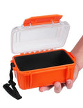Hlotmeky Small Waterproof Box Dry Box - Floating Waterproof Containers with Padding & Clear Top, Protective Case Small Watertight Storage Box for Kayak Boat Orange Micro Case