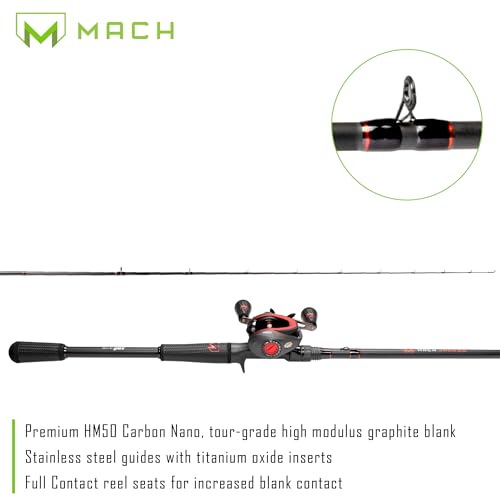 Lew’s MACH Jacked Baitcast Reel and Fishing Rod Combo, HM50 Graphite Rod, Tanso Tech Reel Frame and Sideplate, Carbon Fiber Drag System, 7.5:1 Gear Ratio - size: 7'3"