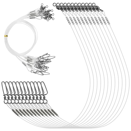Fluorocarbon Fishing Leader, 12/24pcs Fluorocarbon Leader Line with Swivels Snap Invisible Fishing Wire Leader Connect Tackle Lures Bait Hooks for Saltwater Freshwater - size: 40lb, style: 12pcs