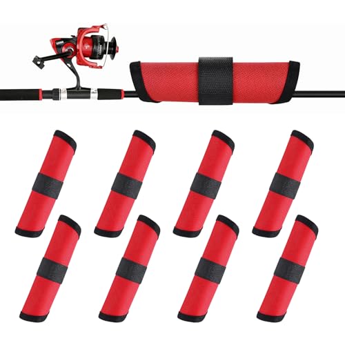 Fishing Hook Covers, 5.9 Inch Fishing Lure Covers, Lure Shield, Tackle Wraps for Most Fishing Rods，Roll Up Fishing Lure Wraps to Keep Fishermen Fishing Safe for Fishing Rod (Red) - size: 8pcs