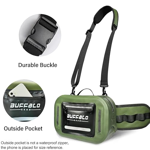 Buffalo Gear Waterproof Fishing Fanny Pack,8.9L Fishing Waist Pack with Airtight Zipper for Fly Fishing,Kayaking,Camping,Outdoor Sports Green - color: Green