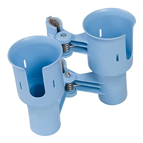 ROBOCUP, (Light Blue), Patented Clamp On Boat Cup Holder |Multifunction Dual Drink Caddy for Fishing Poles, Tools, Net, Gaff |Portable Storage for Boating, Beach, Umbrellas, Golf Carts, Strollers - color: Light Blue, size: Standard Spring